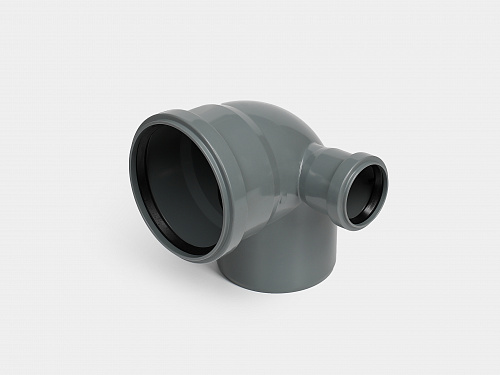 PP отвод канализационный D110х90° с правым выходом D50 СТАНДАРТ КОНТУР