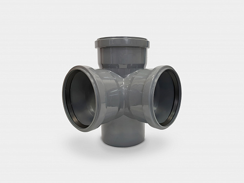 PP крестовина двухплоскостная канализационная D110х110х110/90° СТАНДАРТ КОНТУР