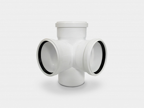 PP крестовина двухплоскостная канализационная малошумная D110х110х110/90° УЮТ КОНТУР