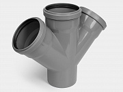 PP крестовина одноплоскостная канализационная D110х110х110/45° СТАНДАРТ